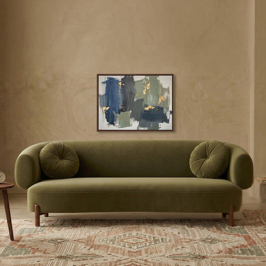 Tavira Wood Base Blush Pink 3 - Seater Velvet Sofa