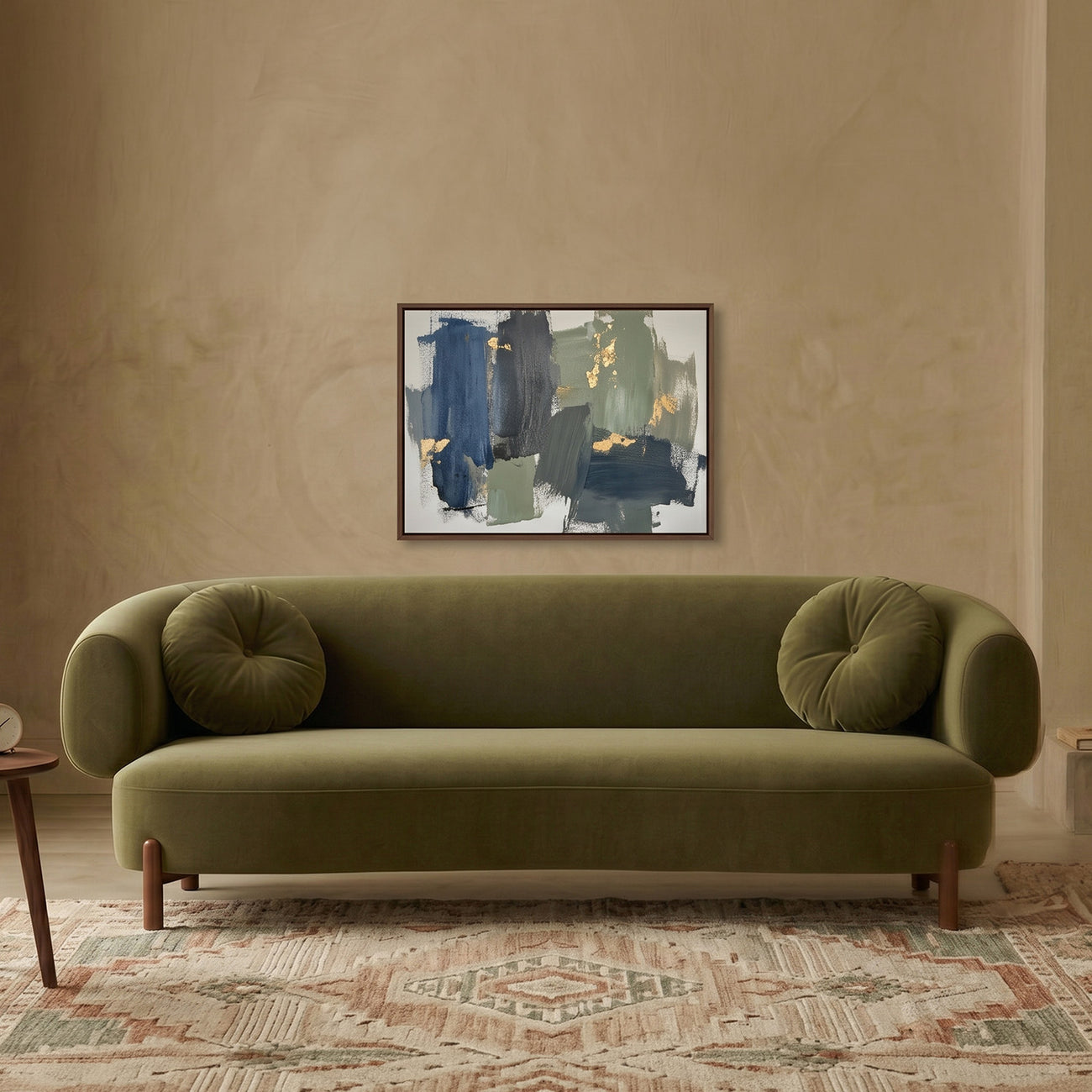 Tavira Wood Base Blush Pink 3 - Seater Velvet Sofa