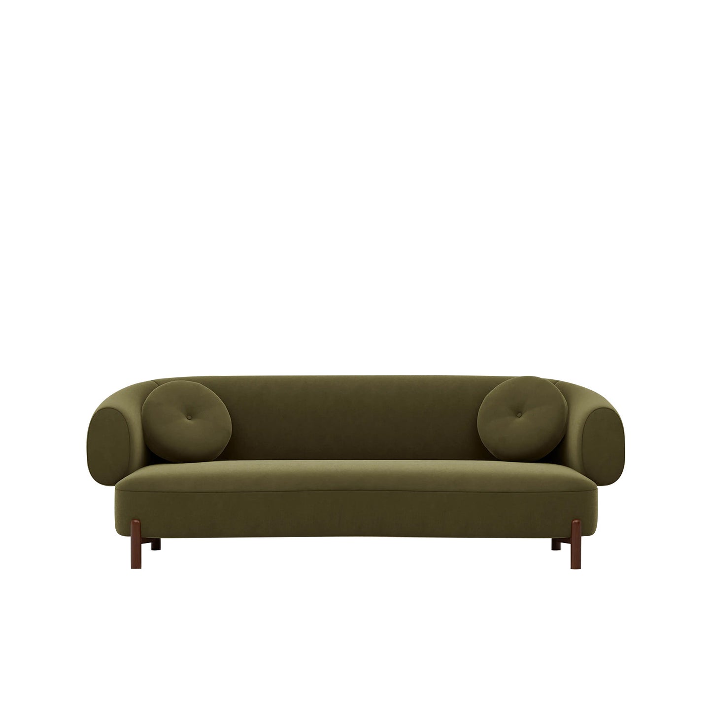 Tavira Wood Base Blush Pink 3 - Seater Velvet Sofa