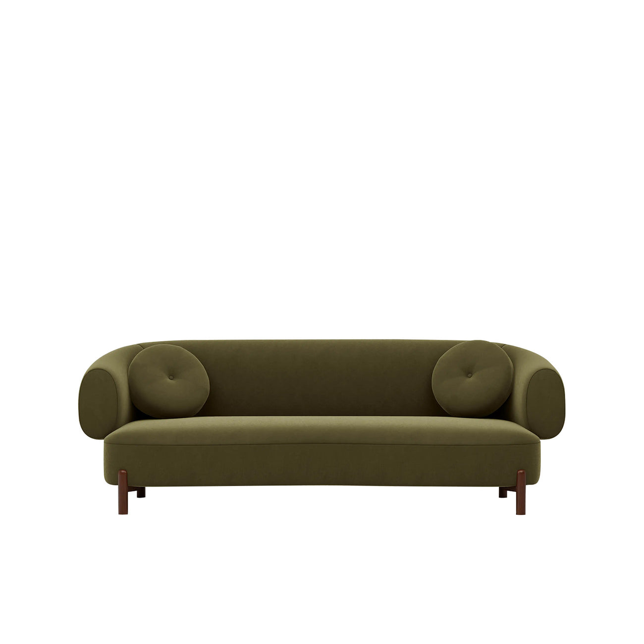 Tavira Wood Base Blush Pink 3 - Seater Velvet Sofa