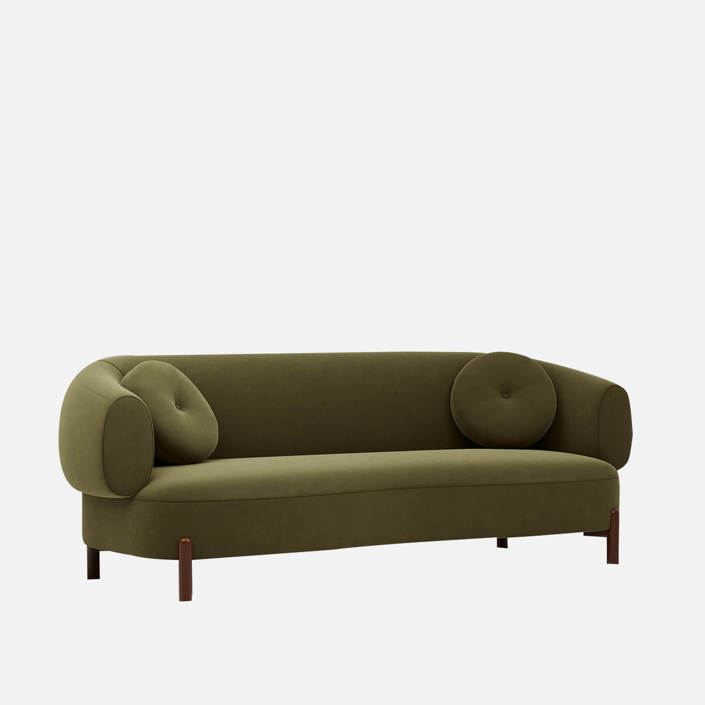 Tavira Wood Base Blush Pink 3 - Seater Velvet Sofa