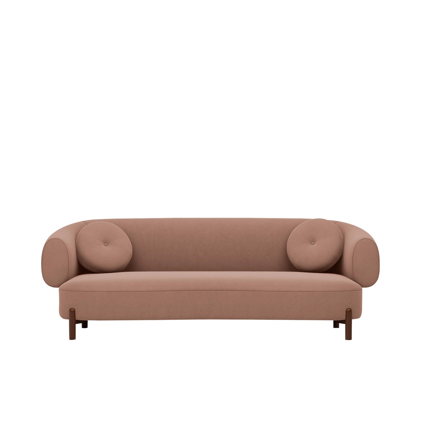 Tavira Wood Base Grey 3 - Seater Velvet Sofa