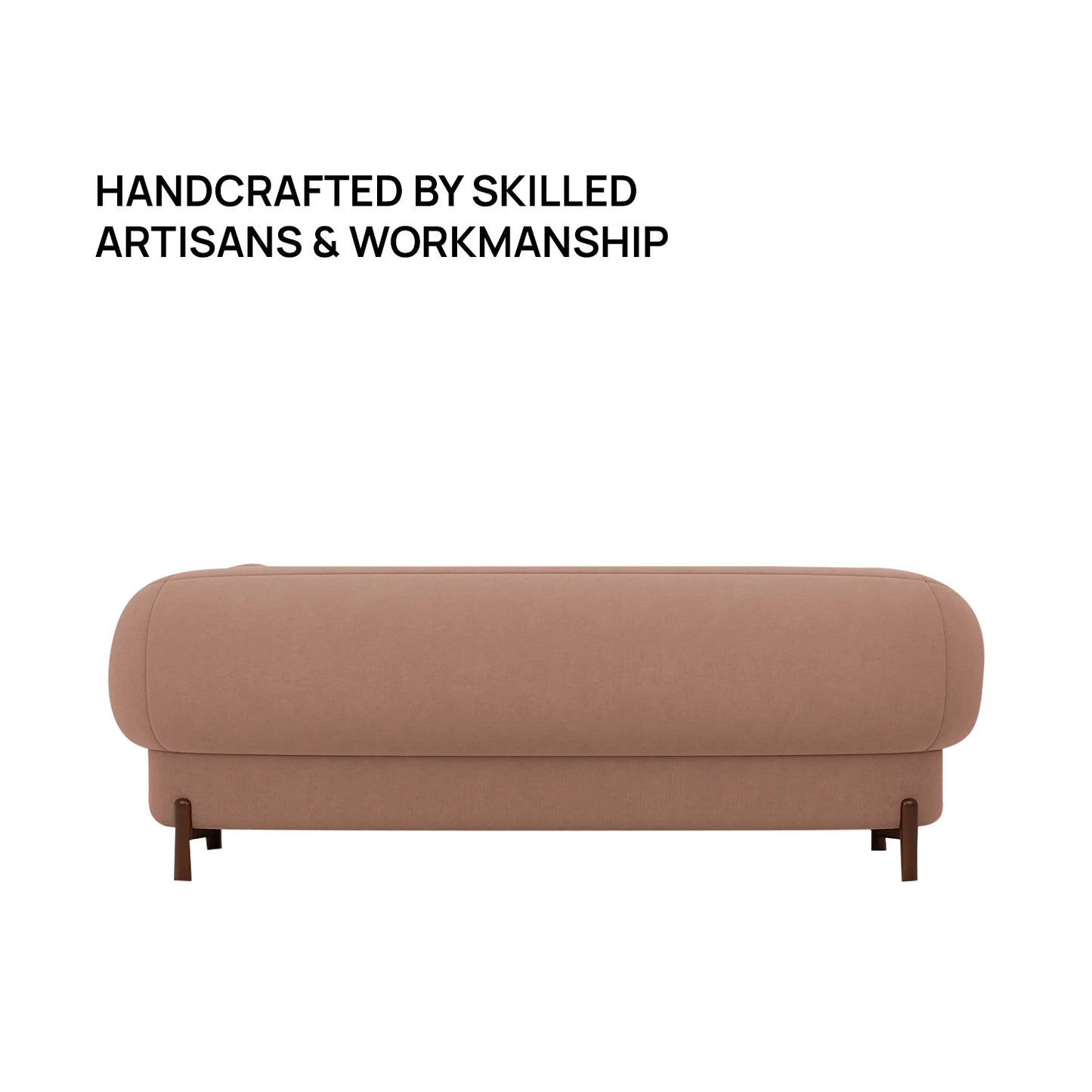 Tavira Wood Base Grey 3 - Seater Velvet Sofa