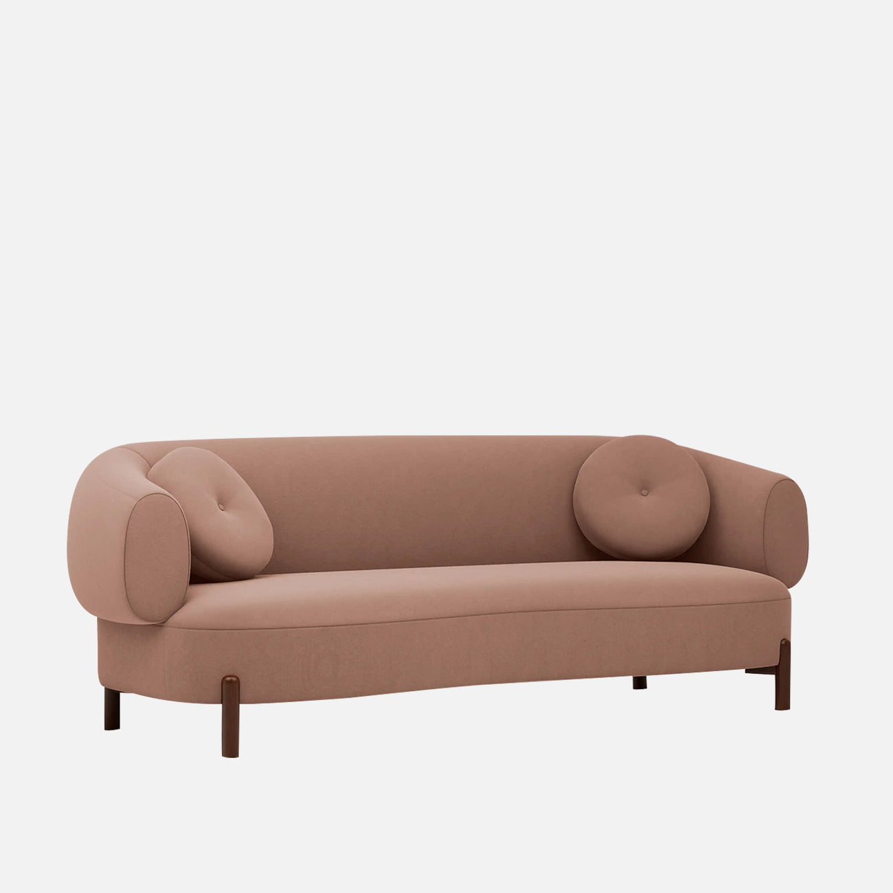 Tavira Wood Base Grey 3 - Seater Velvet Sofa