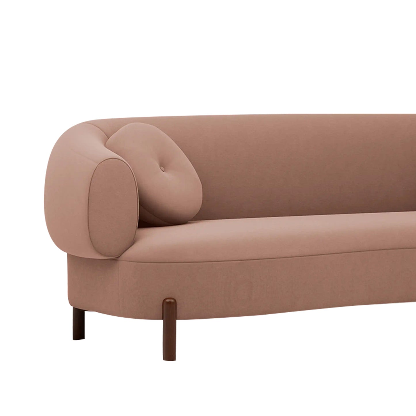Tavira Wood Base Grey 3 - Seater Velvet Sofa