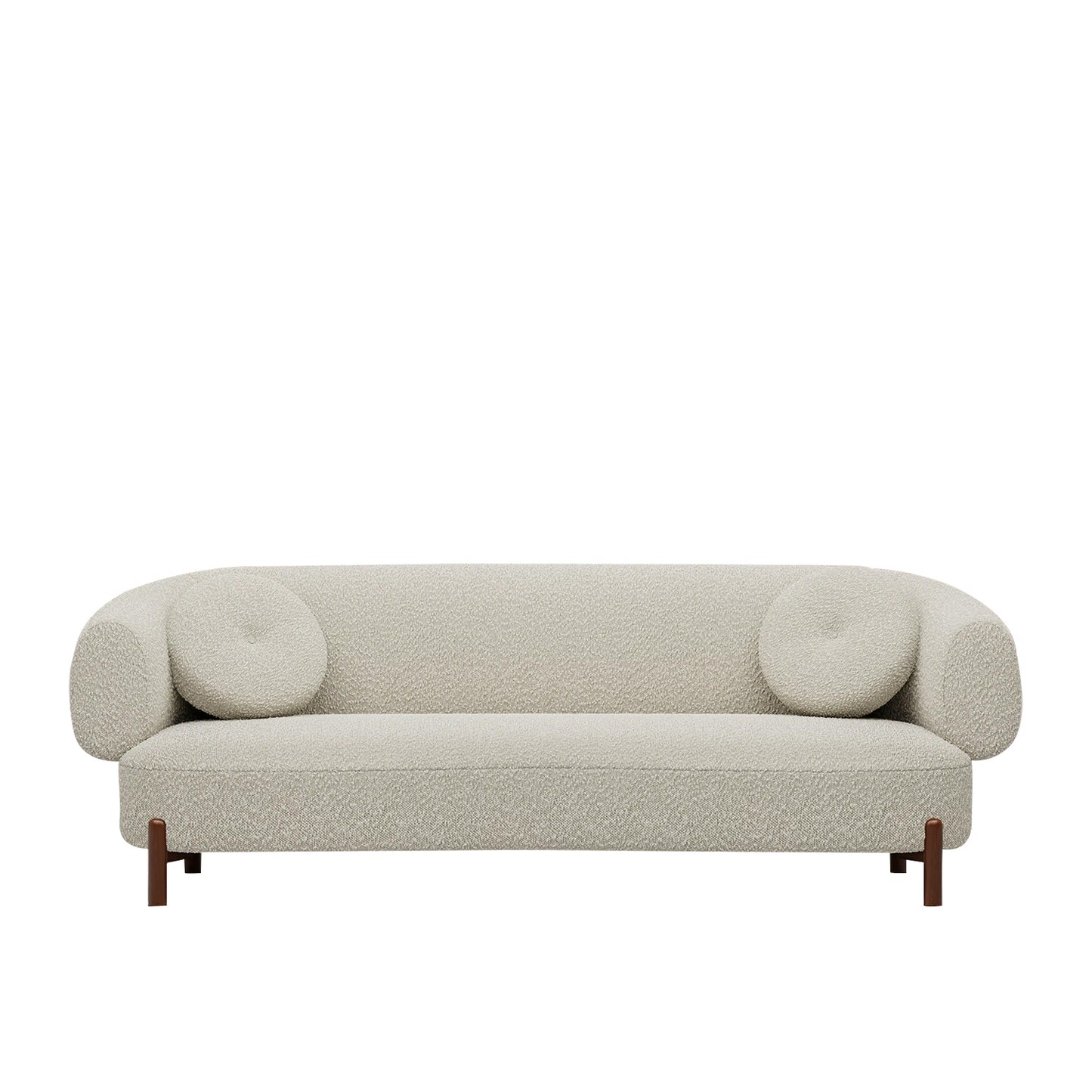 Tavira Wood Base Brown 3 - Seater Velvet Sofa