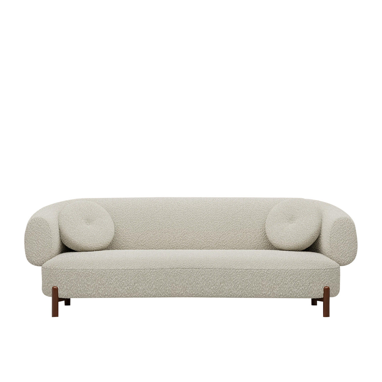 Tavira Wood Base Brown 3 - Seater Velvet Sofa