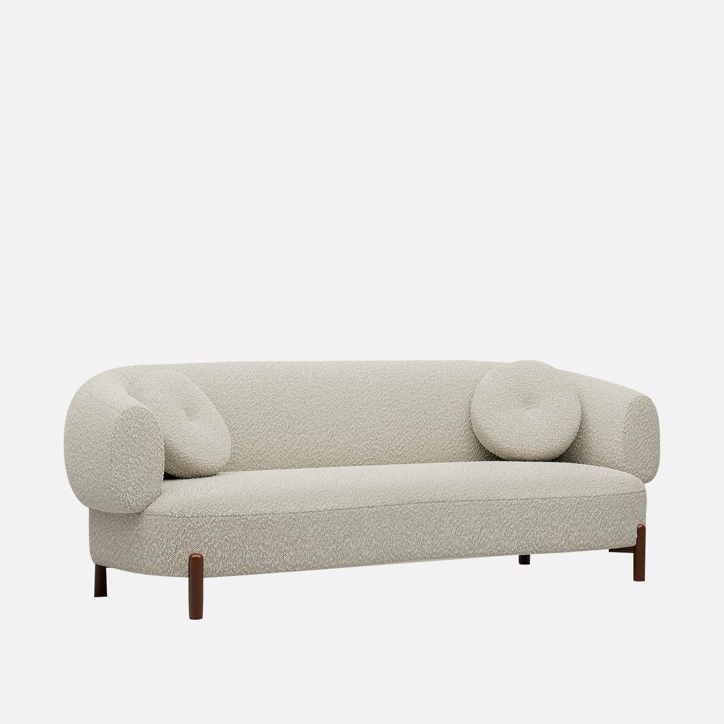 Tavira Wood Base Brown 3 - Seater Velvet Sofa