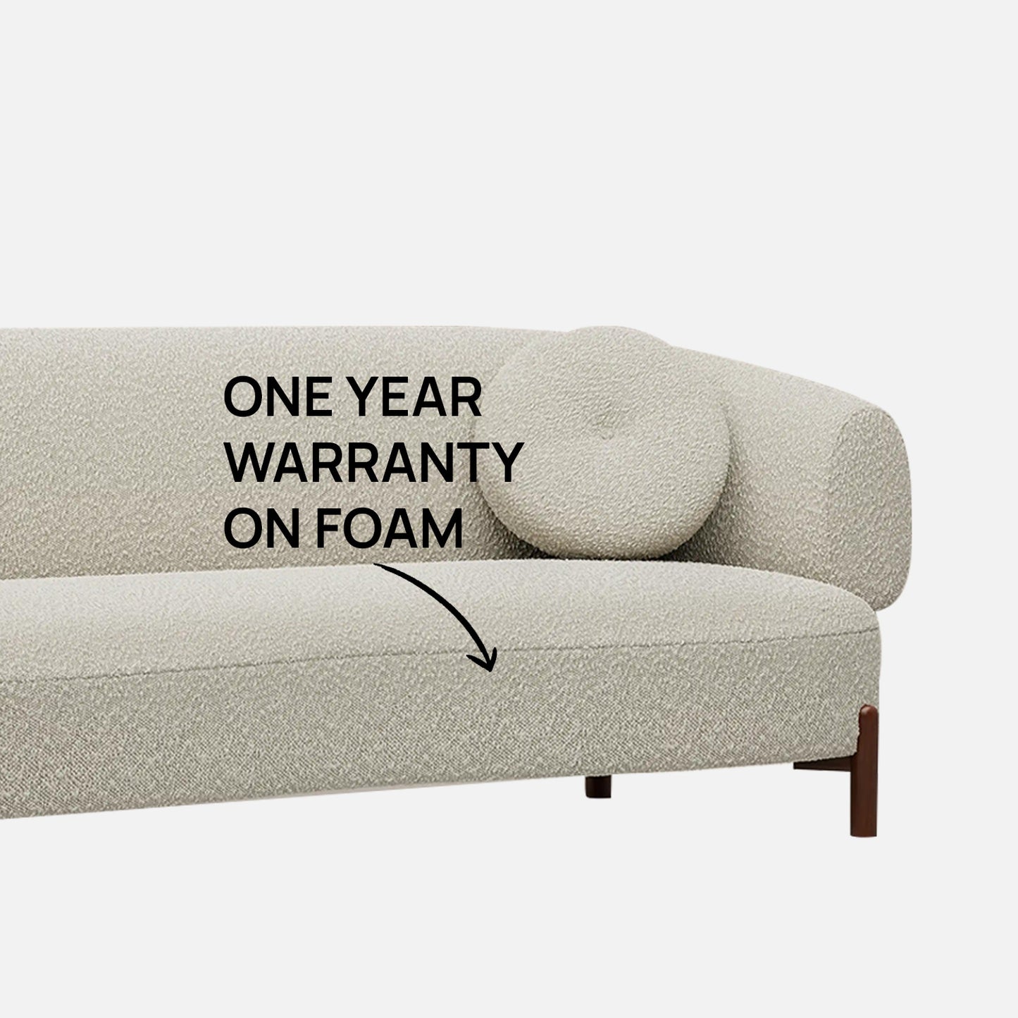 Tavira Wood Base Brown 3 - Seater Velvet Sofa