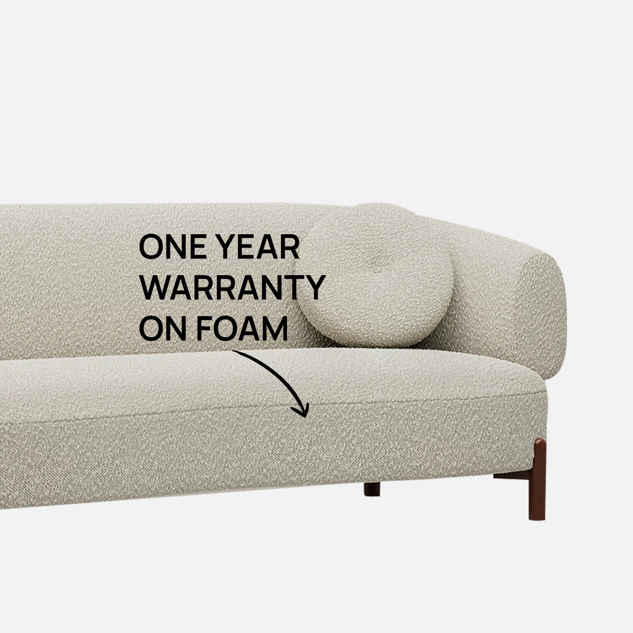 Tavira Wood Base Brown 3 - Seater Velvet Sofa