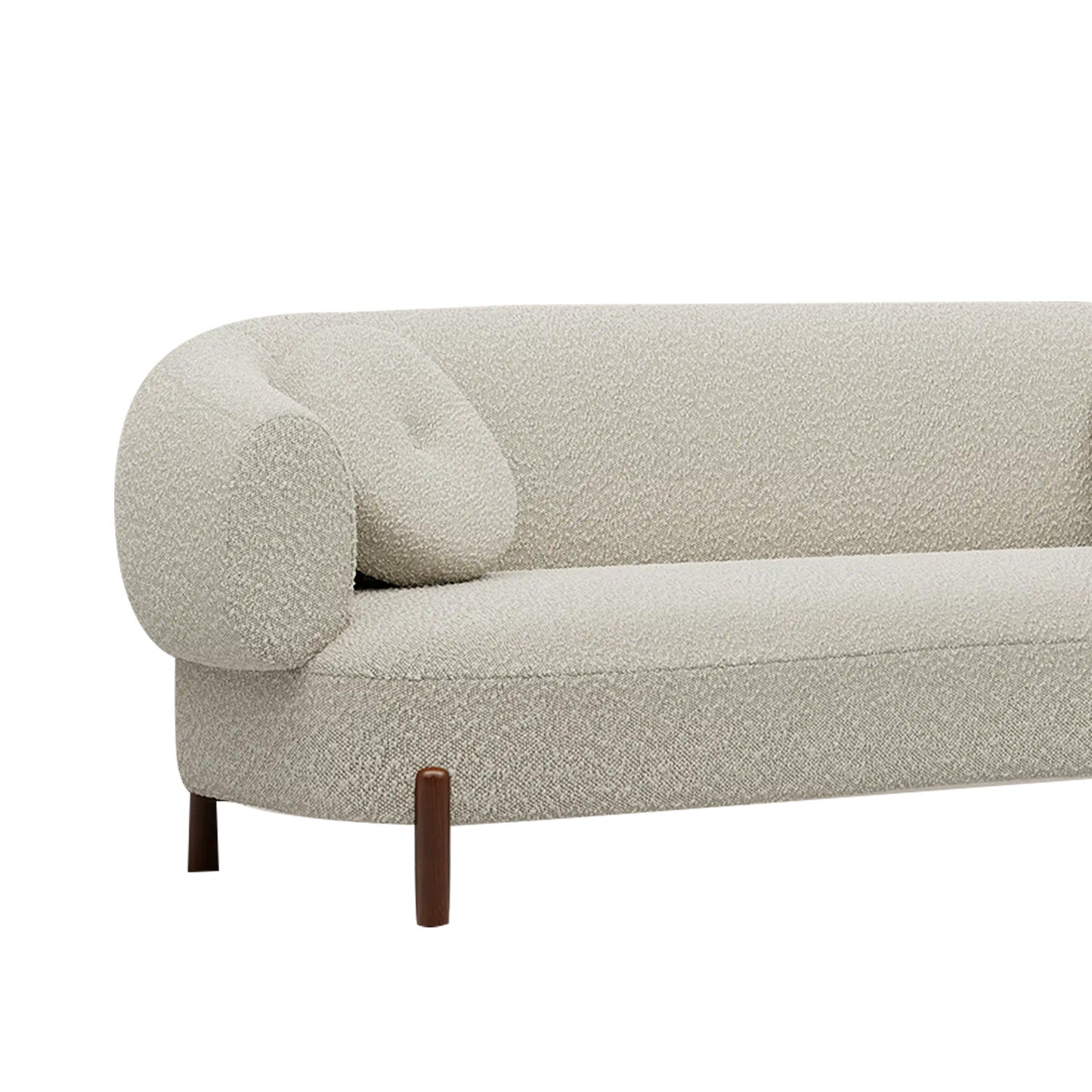 Tavira Wood Base Brown 3 - Seater Velvet Sofa