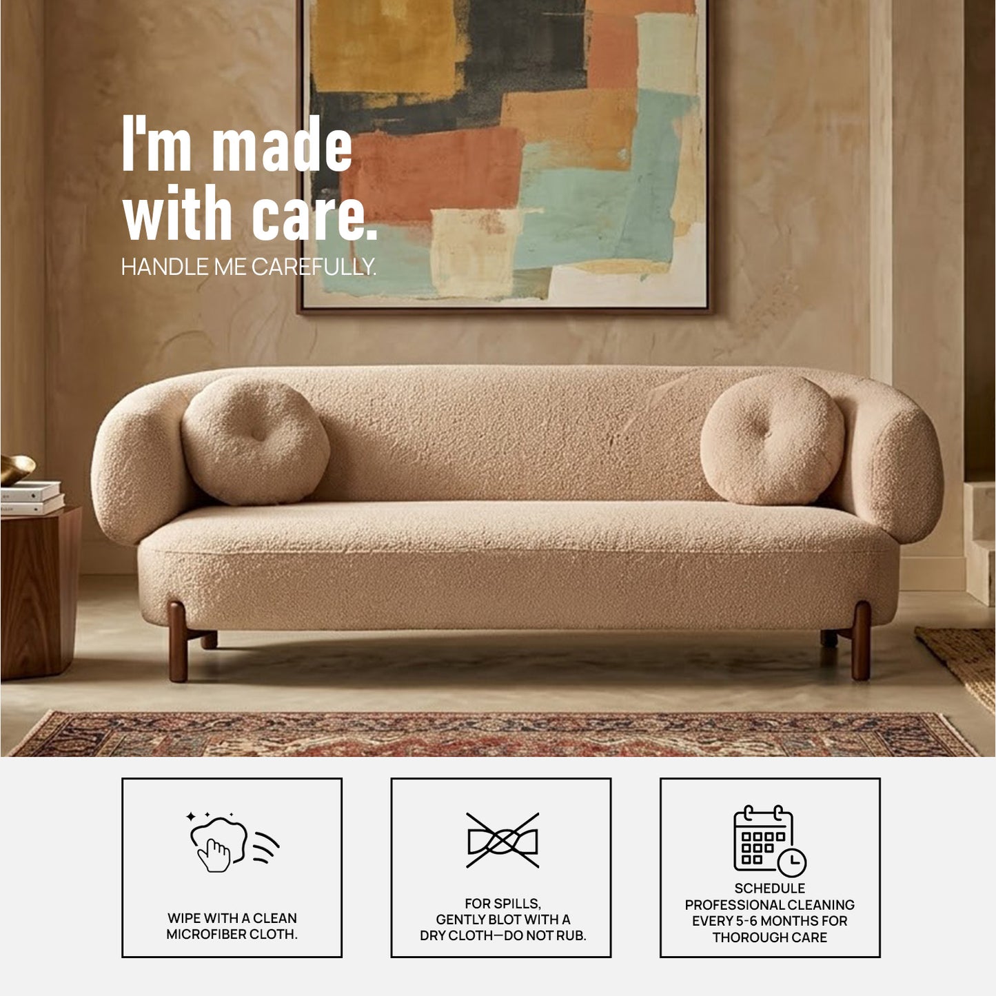 Clavon Classic Grey 3 - Seater Velvet Sofa