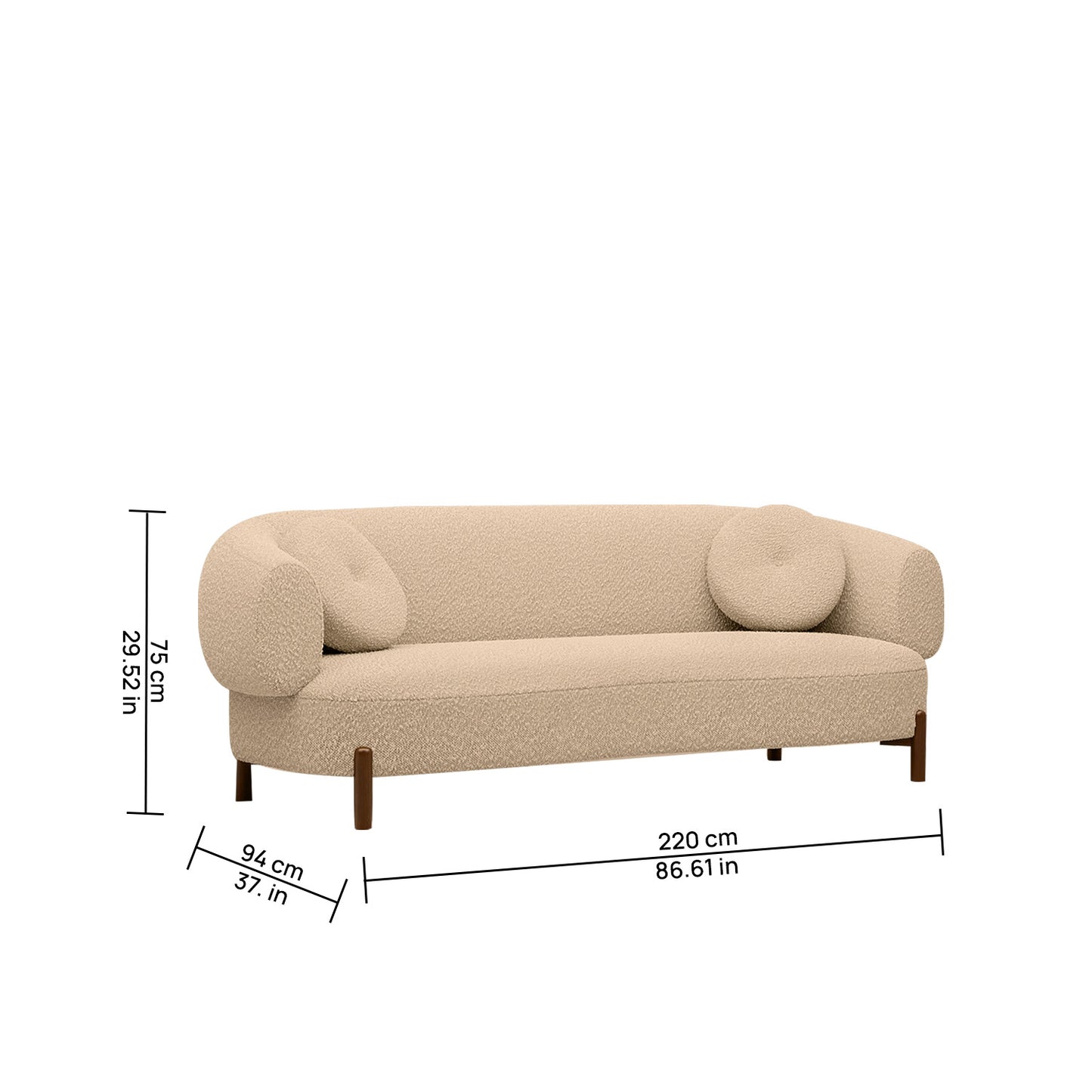 Clavon Classic Grey 3 - Seater Velvet Sofa
