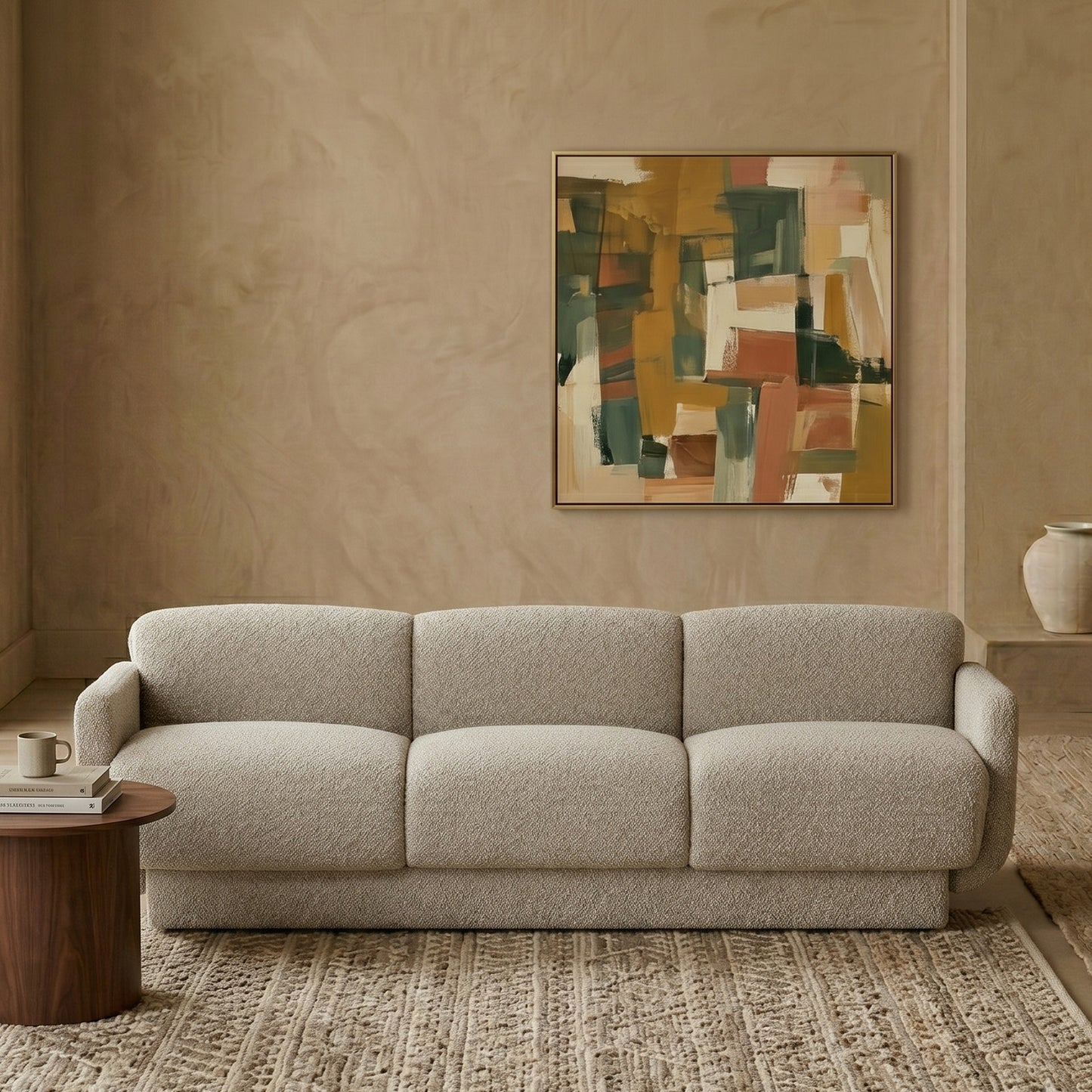 Clavon Classic Caramel Brown 3 - Seater Velvet Sofa