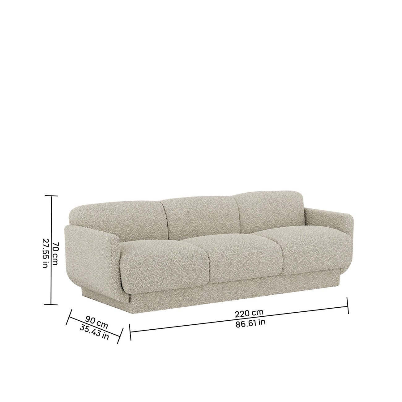 Clavon Classic Caramel Brown 3 - Seater Velvet Sofa