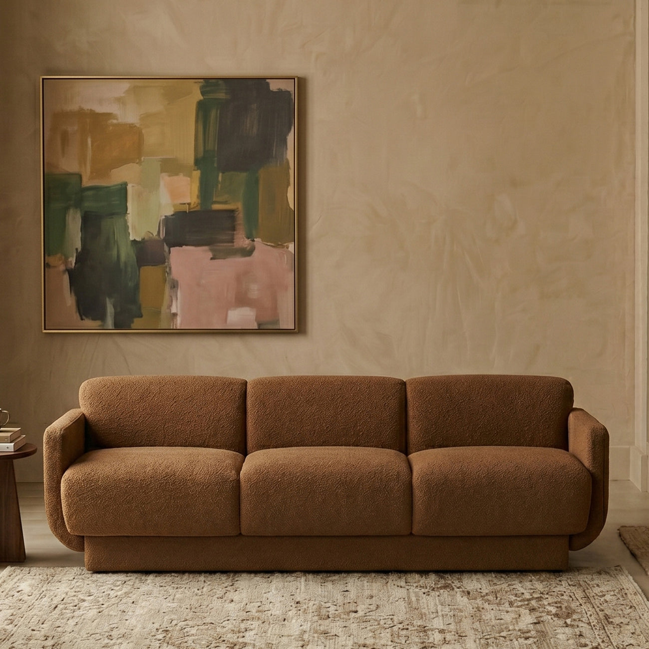 Clavon Classic Latte 3 - Seater Velvet Sofa