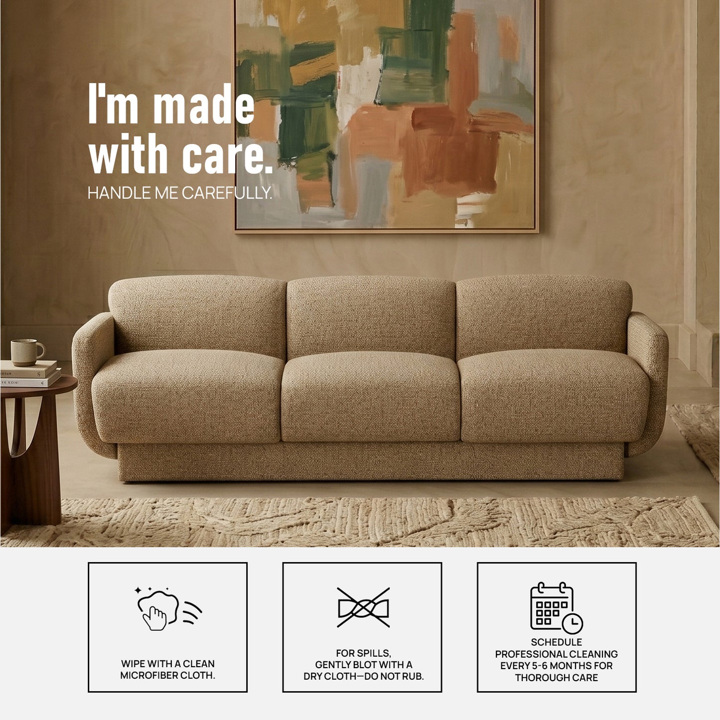 Clavon Classic Slate Blue 3 - Seater Velvet Sofa