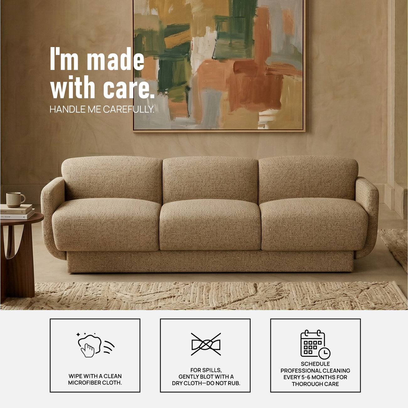 Clavon Classic Slate Blue 3 - Seater Velvet Sofa