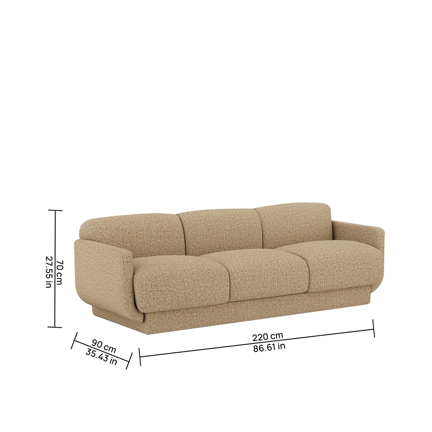 Clavon Classic Slate Blue 3 - Seater Velvet Sofa