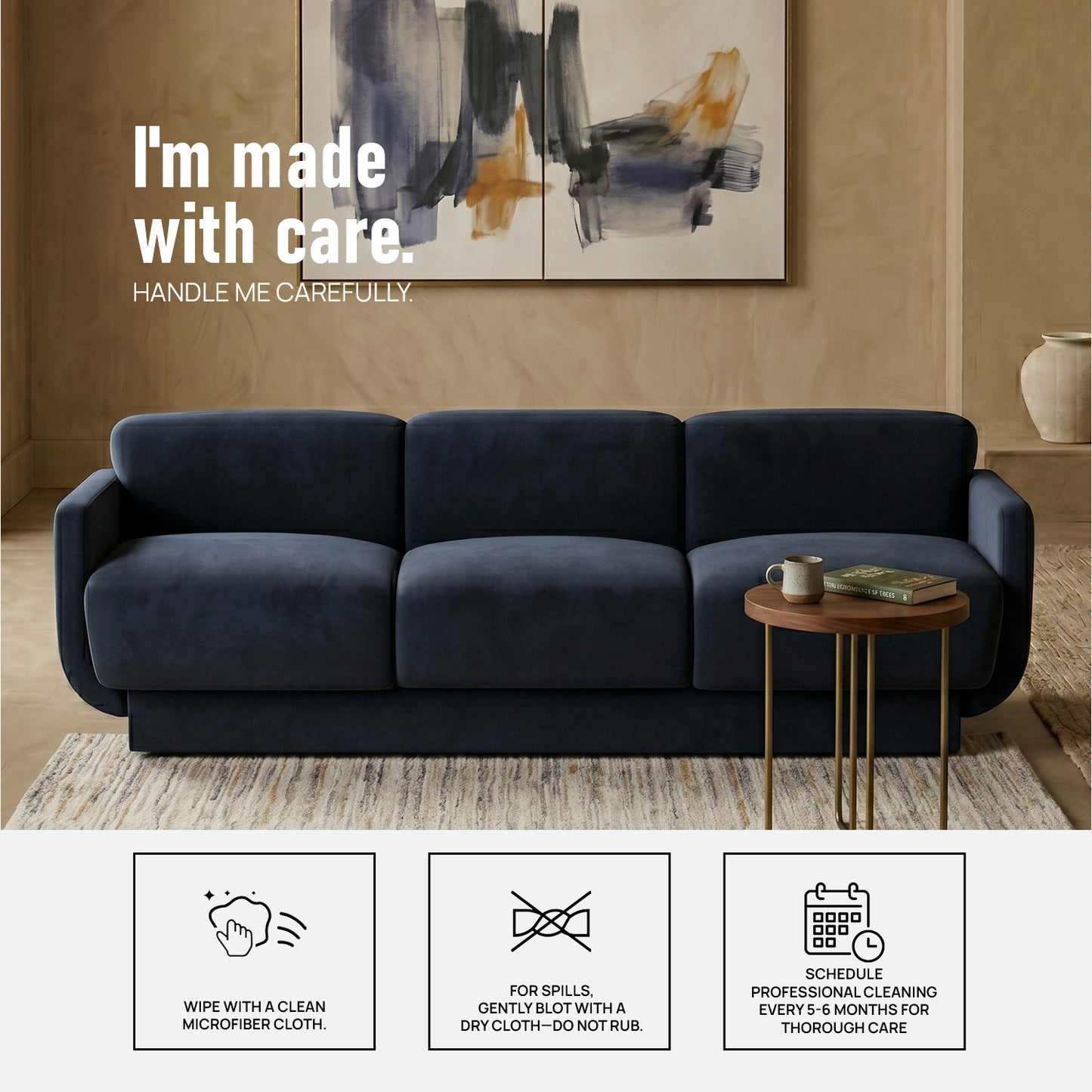 Clavon Classic Green 3 - Seater Velvet Sofa