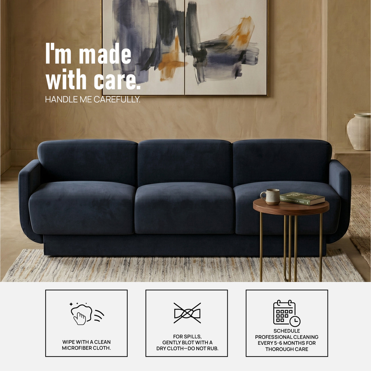 Clavon Classic Green 3 - Seater Velvet Sofa