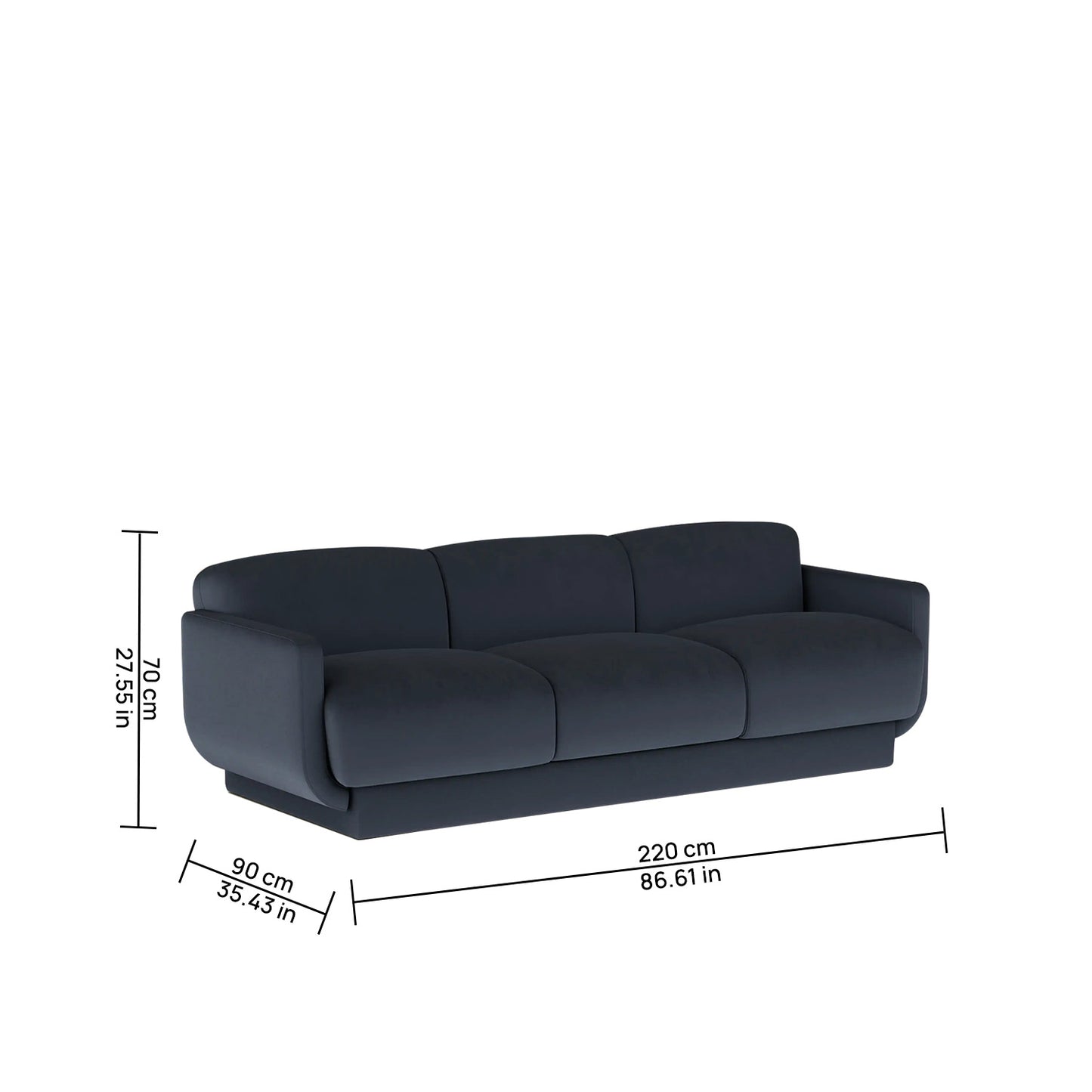 Clavon Classic Green 3 - Seater Velvet Sofa