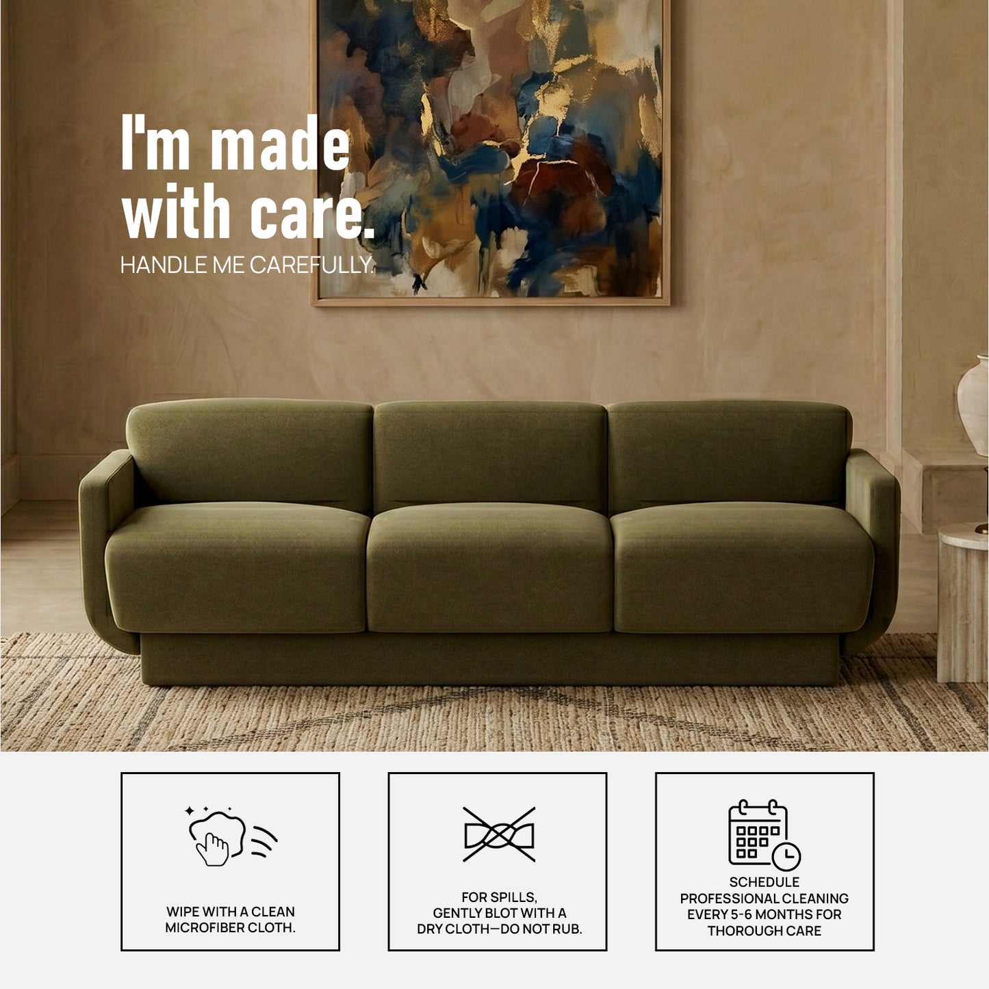 Eloria Curve Ivory 3 - Seater Boucle Sofa