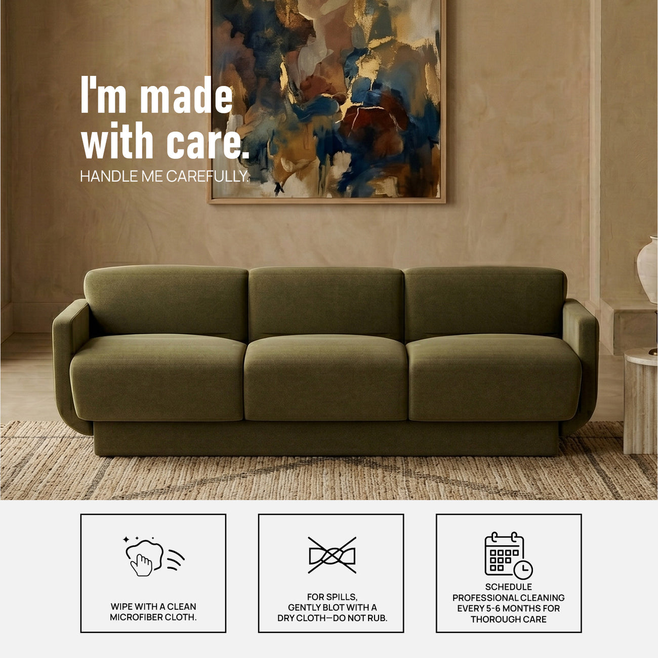 Eloria Curve Ivory 3 - Seater Boucle Sofa