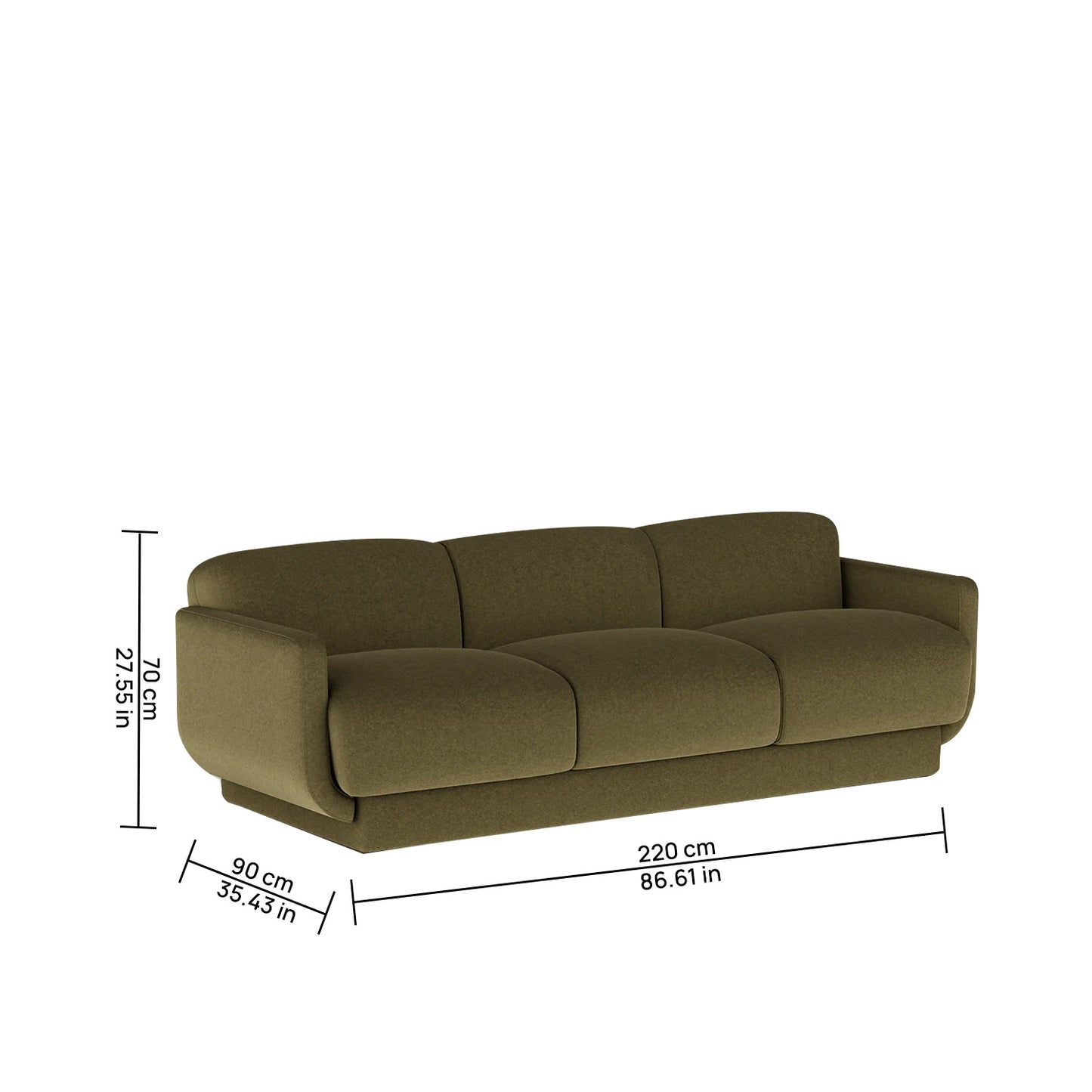 Eloria Curve Ivory 3 - Seater Boucle Sofa