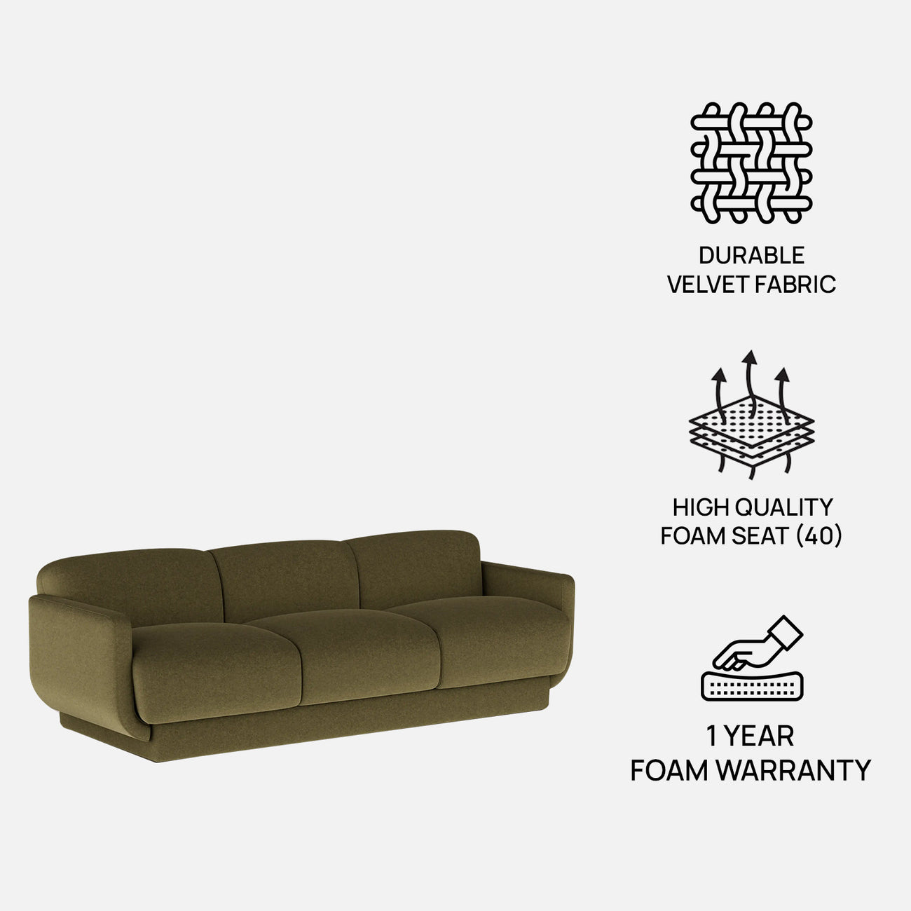 Eloria Curve Ivory 3 - Seater Boucle Sofa