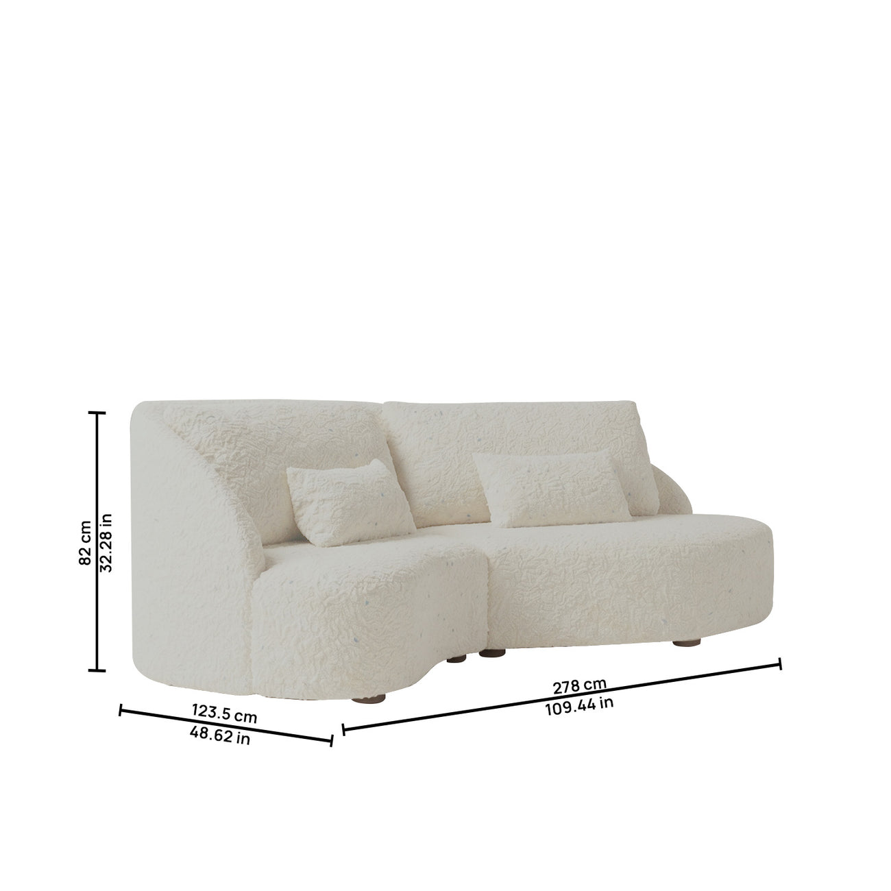 Verdant Curve Ivory 3 - Seater Boucle Sofa
