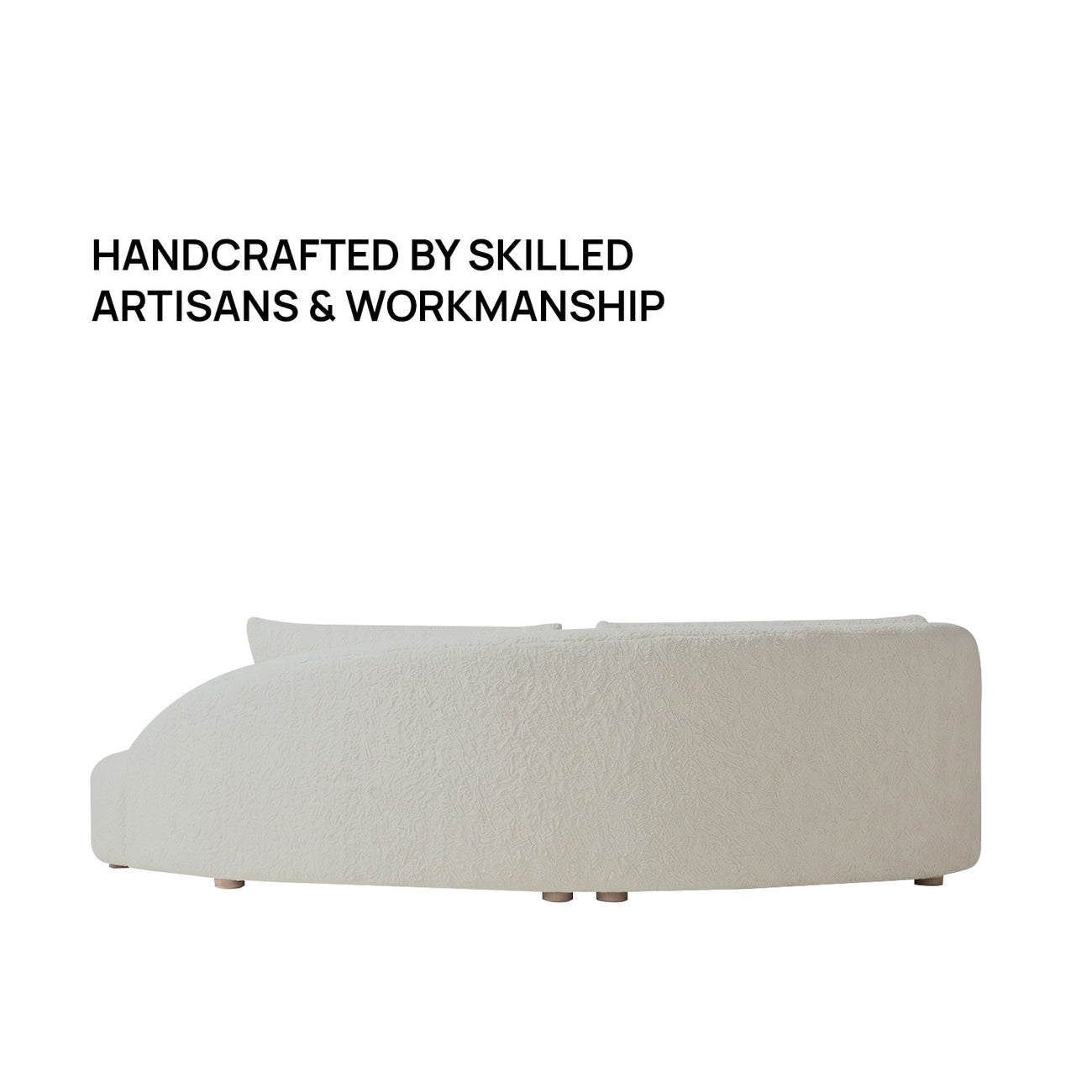 Verdant Curve Ivory 3 - Seater Boucle Sofa