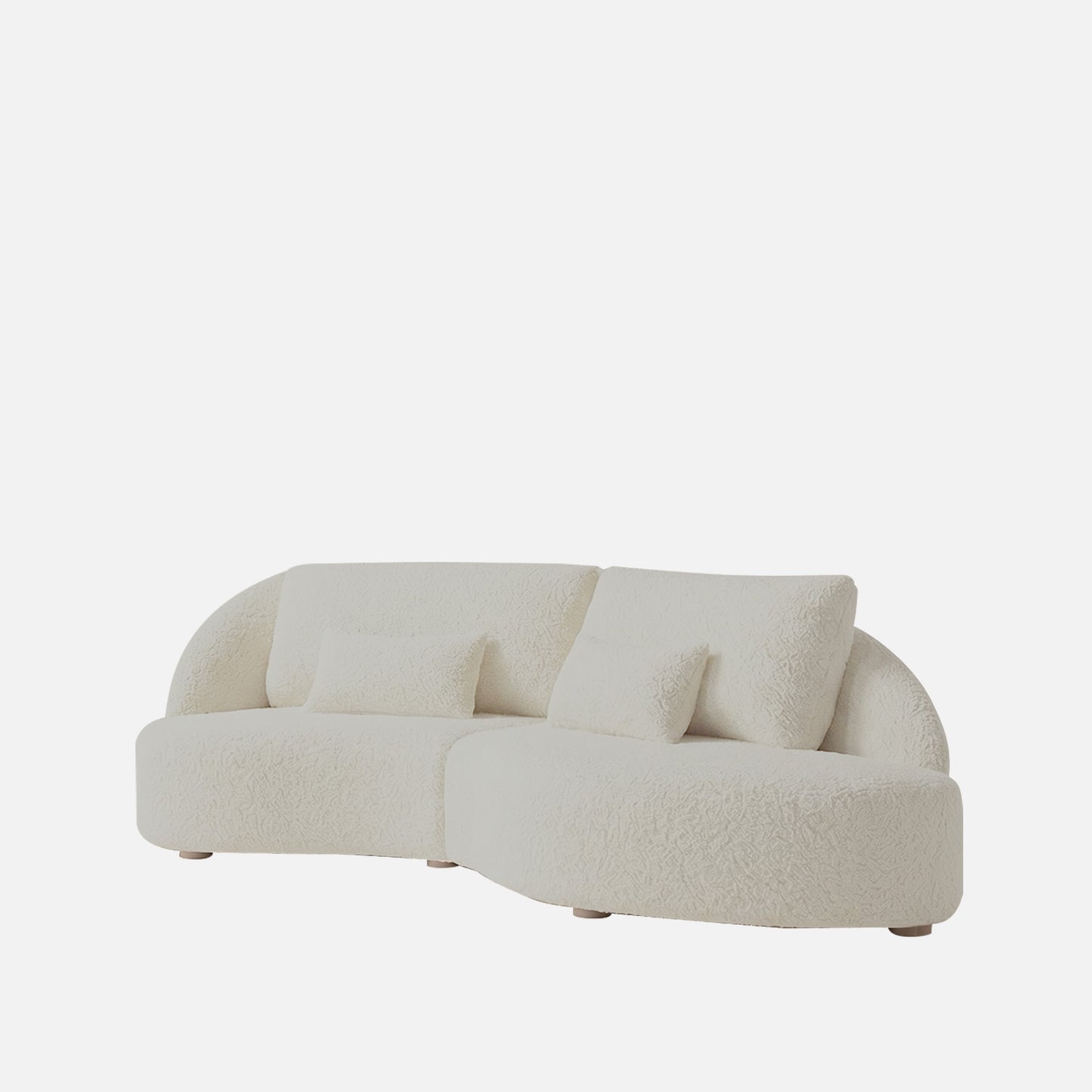 Verdant Curve Ivory 3 - Seater Boucle Sofa