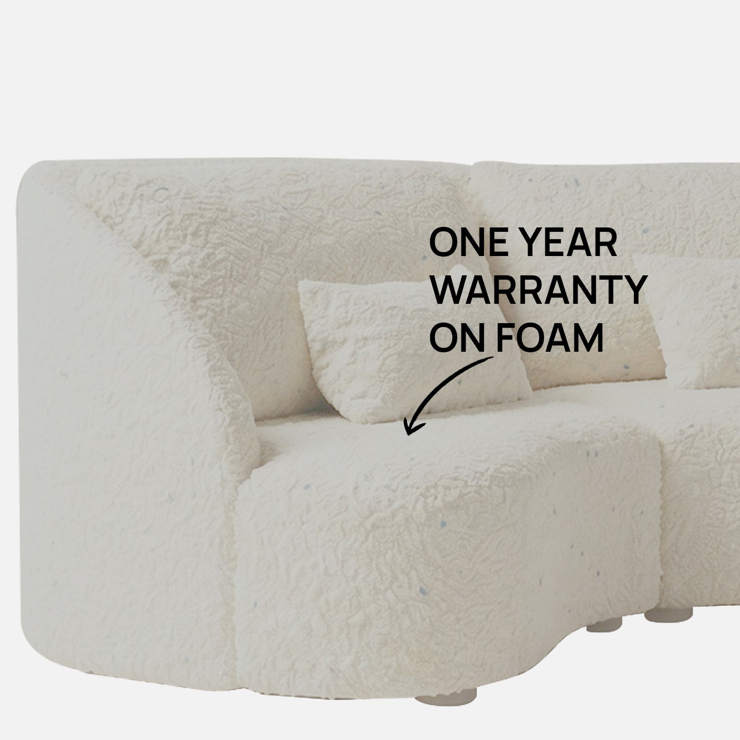 Verdant Curve Ivory 3 - Seater Boucle Sofa