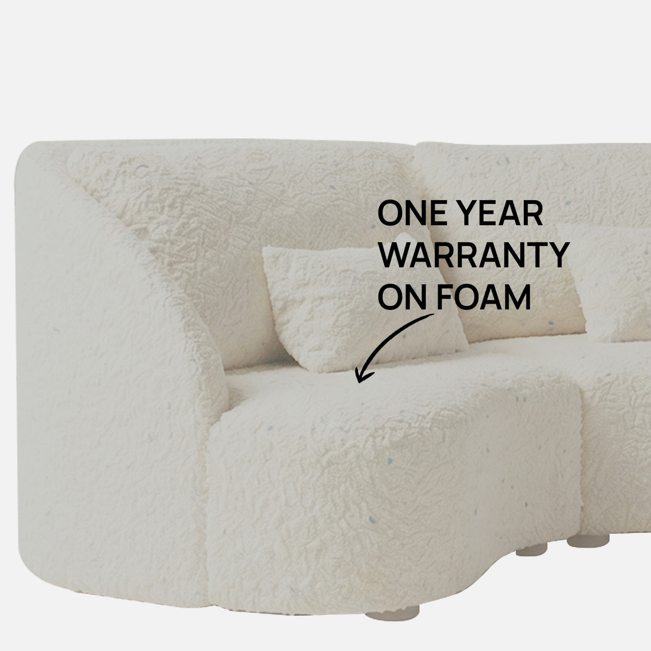 Verdant Curve Ivory 3 - Seater Boucle Sofa