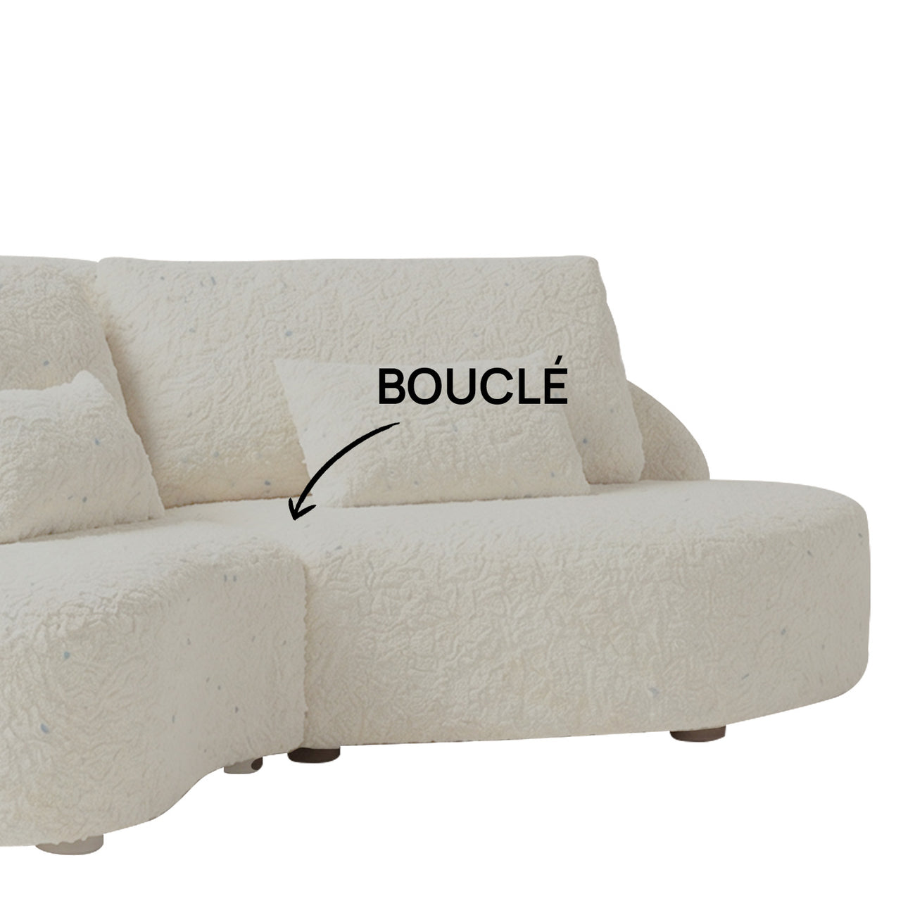 Verdant Curve Ivory 3 - Seater Boucle Sofa