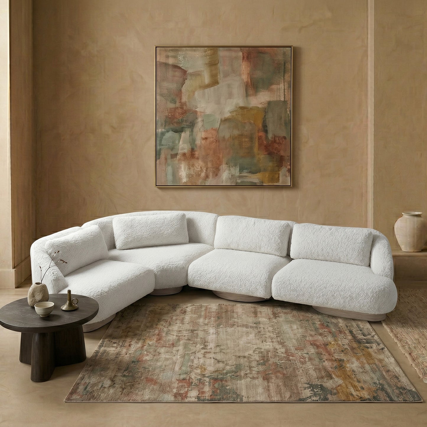Elaris Flow Off White 5 - Seater Boucle Sofa