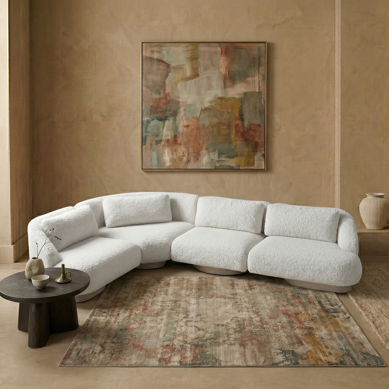 Elaris Flow Off White 5 - Seater Boucle Sofa