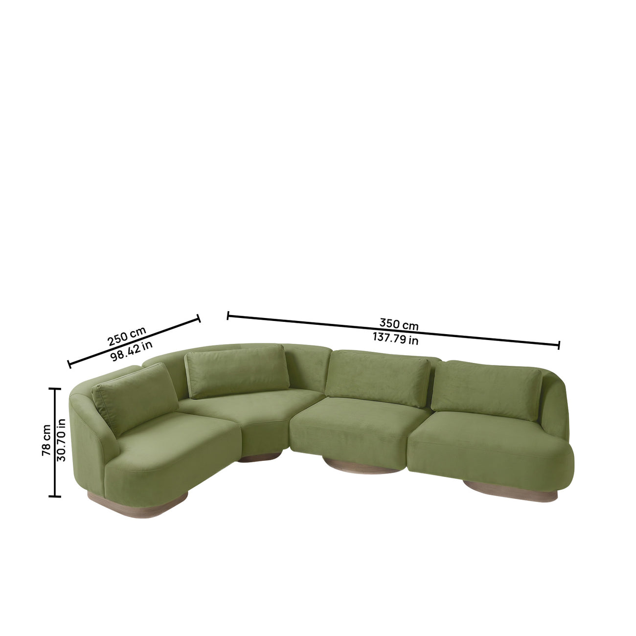 Elaris Flow Olive 5 - Seater Boucle Sofa