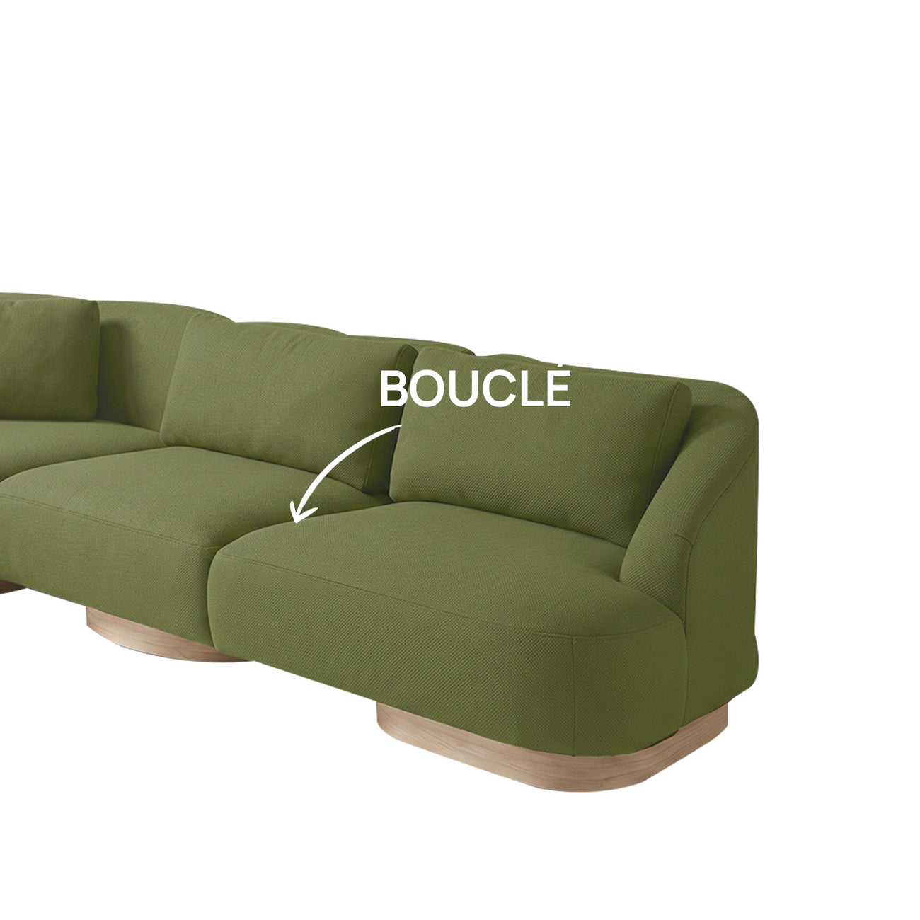 Elaris Flow Olive 5 - Seater Boucle Sofa