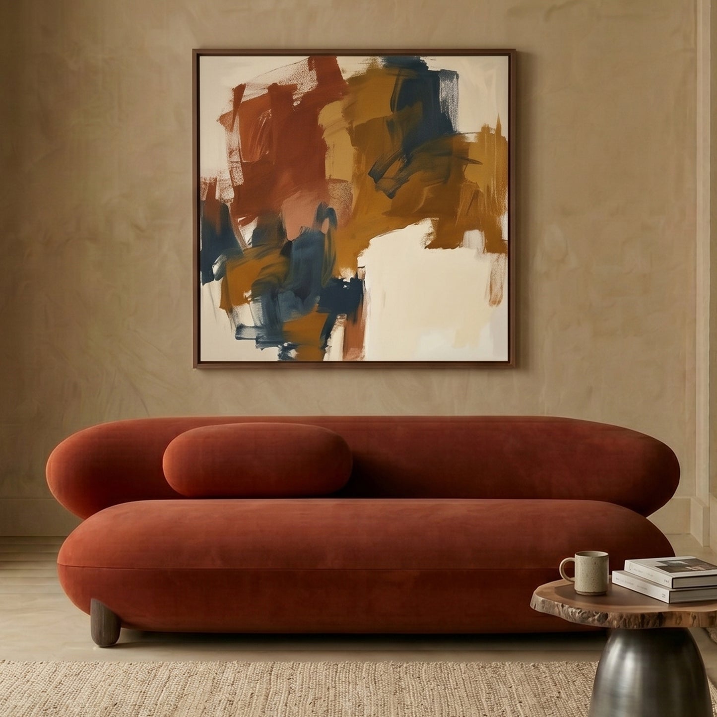 Terrix Compact Rust 3 - Seater Velvet Sofa