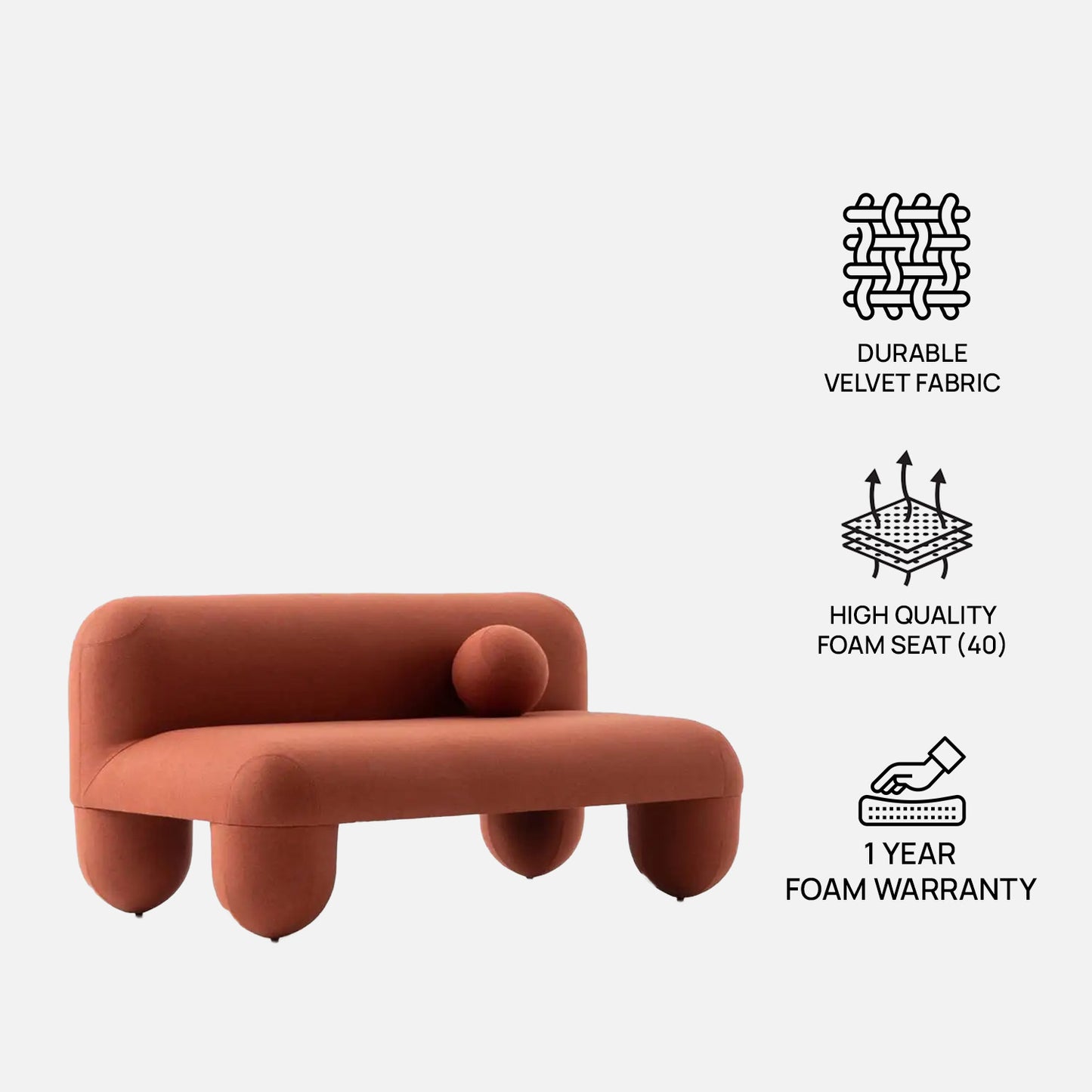 Aethra Sculpt Light Blue 3 - Seater Velvet Sofa