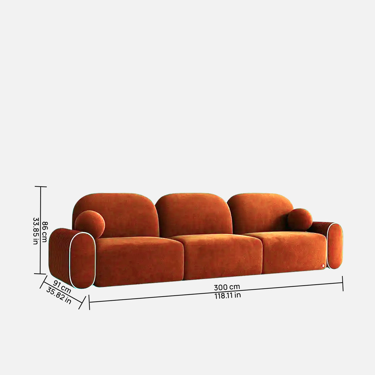 Velmora Corner Brown 4 - Seater Velvet Sofa