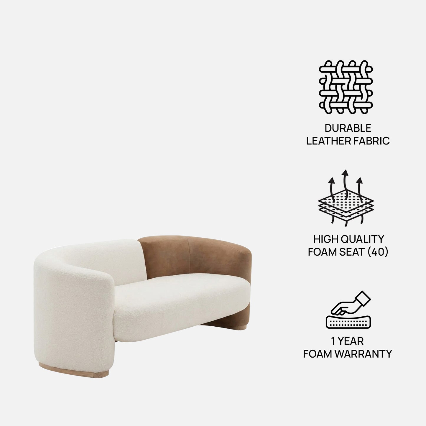 Serova Dual Tone White Brown 1 - Seater Leather Chair