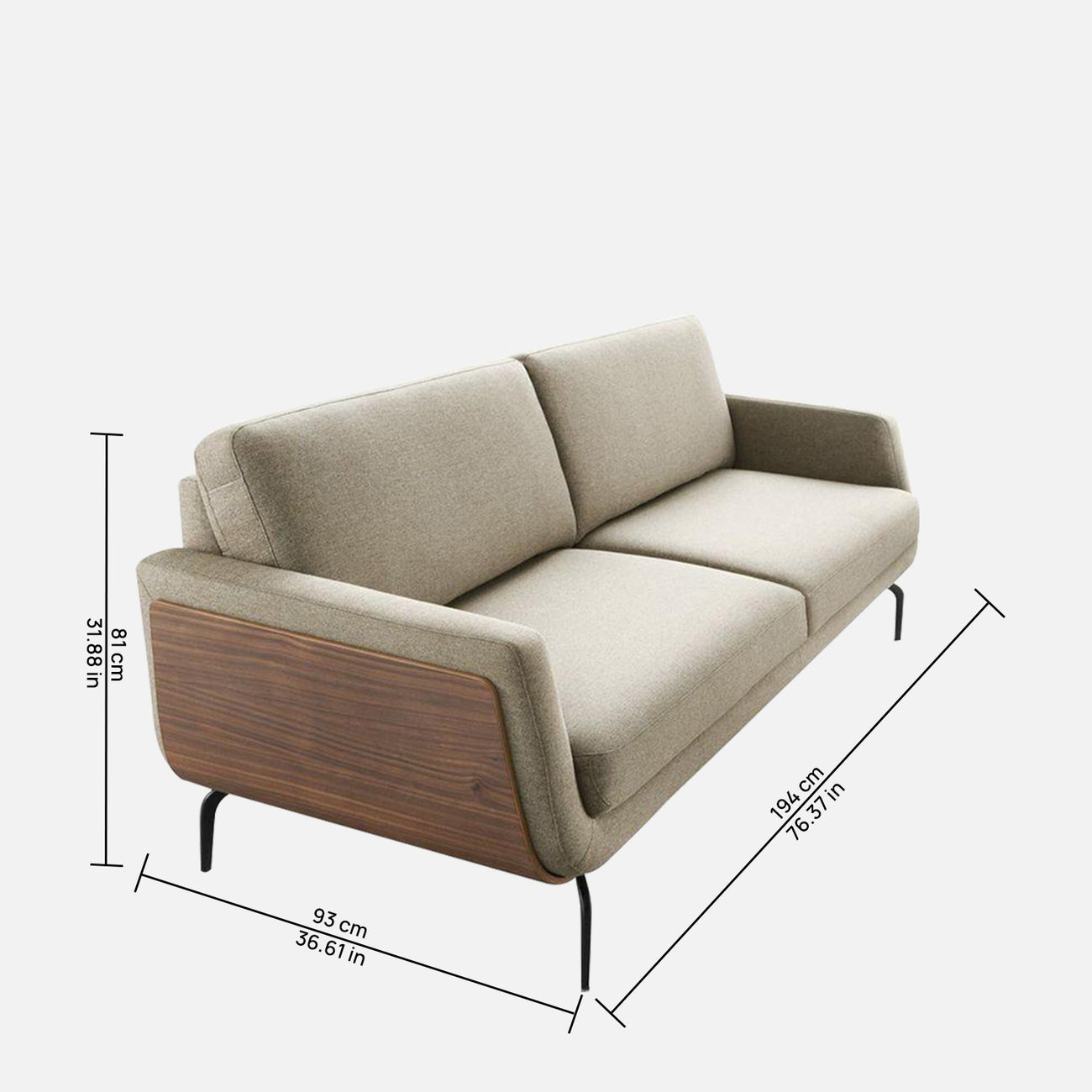 Aeris Velvet 2 Seater Sofa in Beige Colour