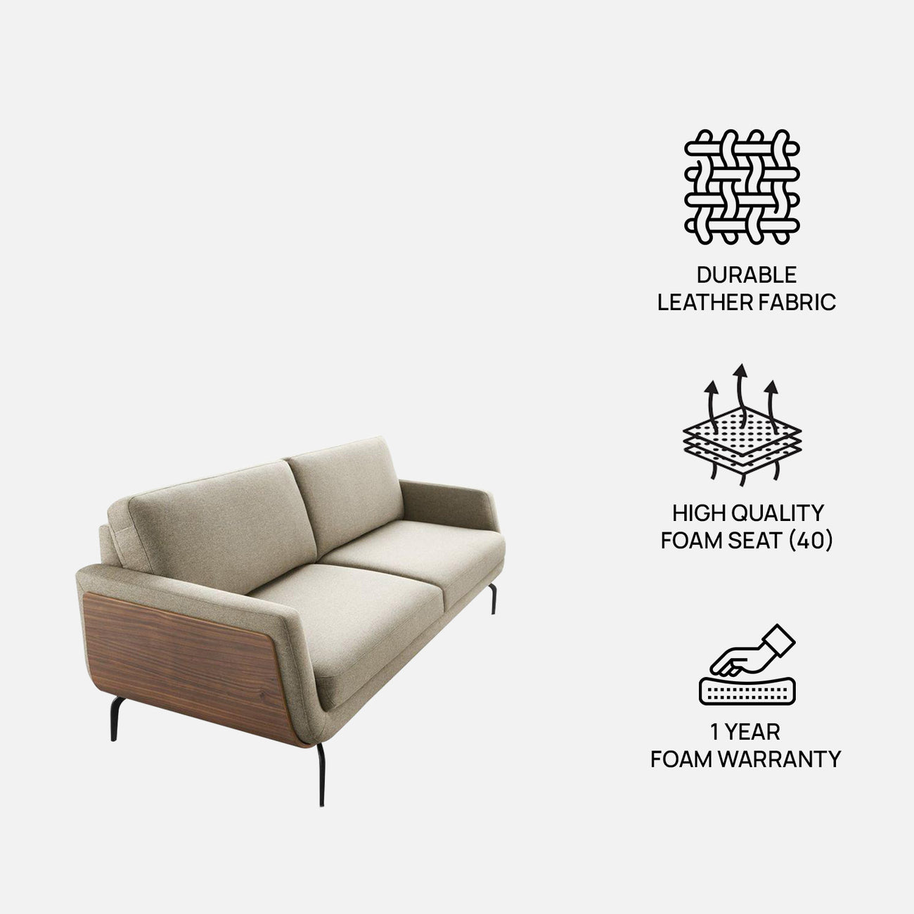 Aeris Velvet 2 Seater Sofa in Beige Colour