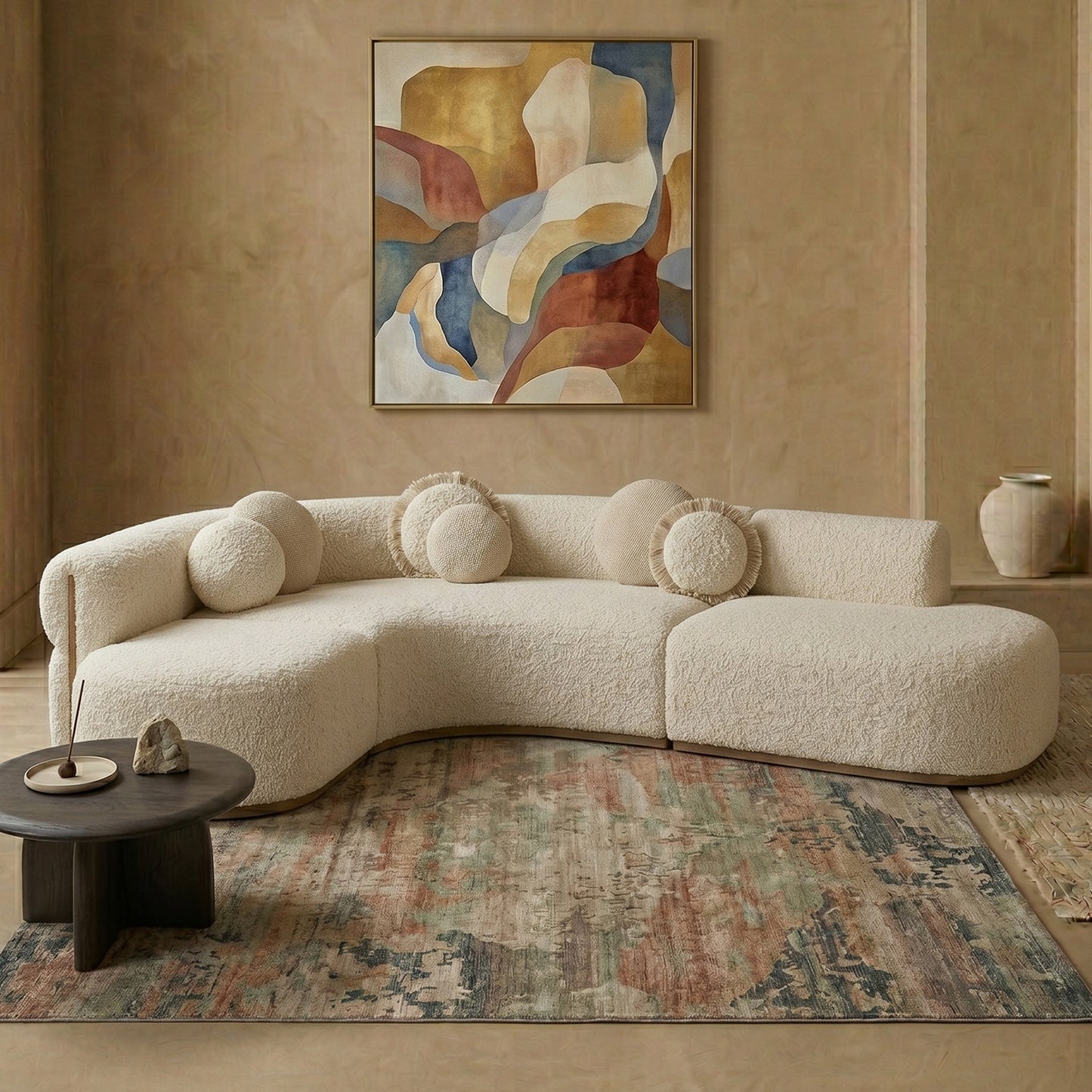 Sereno Modular Light Grey 5 - Seater Boucle Sofa