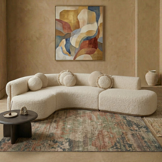 Sereno Modular Light Grey 5 - Seater Boucle Sofa