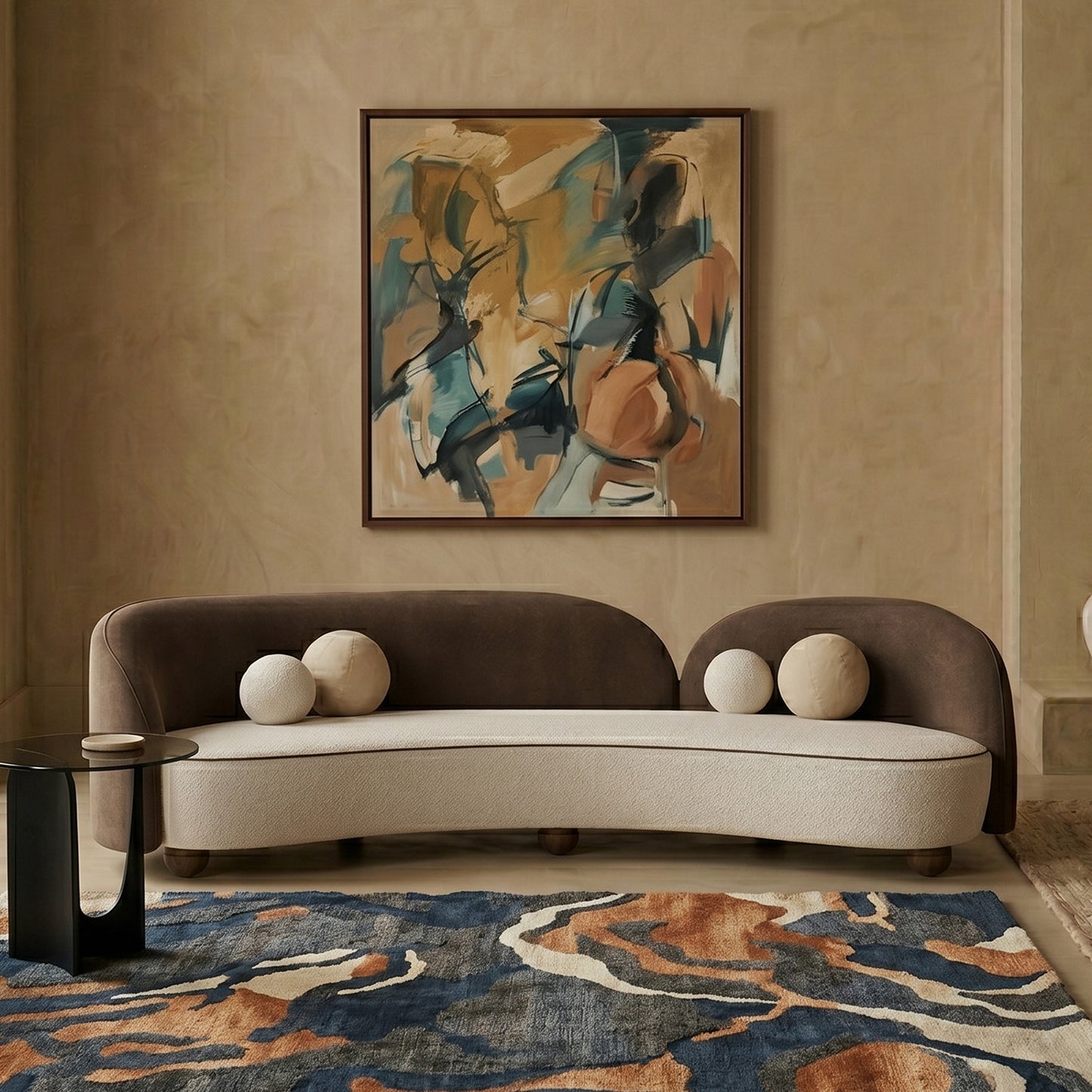 Olvion Luxe Brown Grey 5 - Seater Velvet Sofa