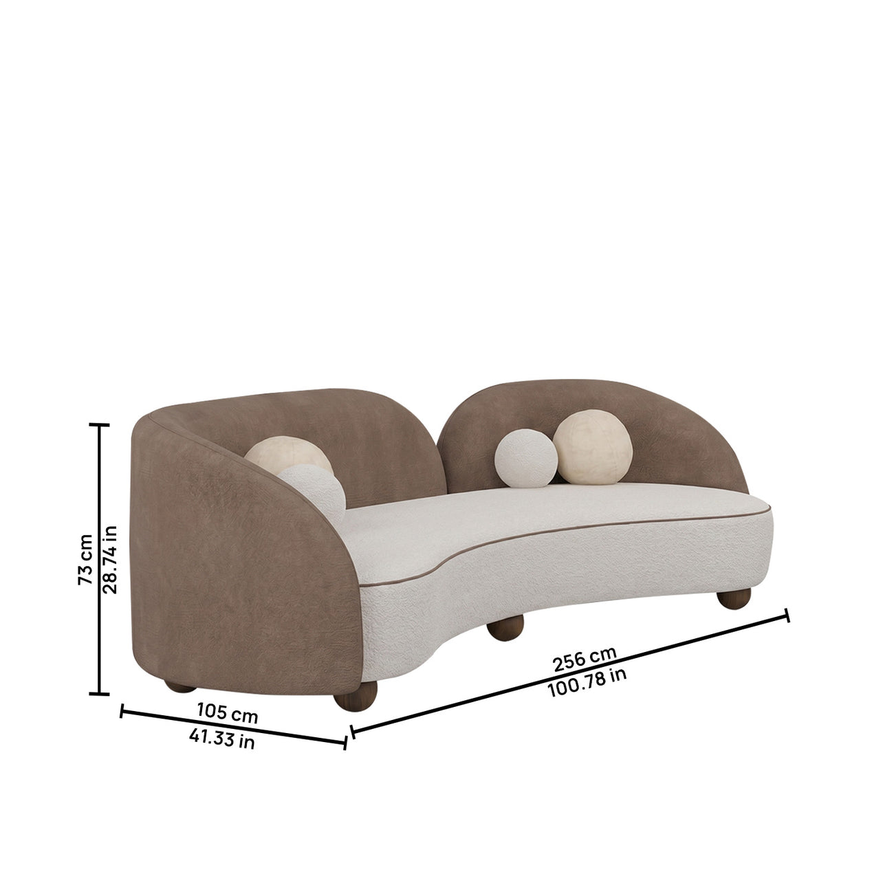 Olvion Luxe Brown Grey 5 - Seater Velvet Sofa